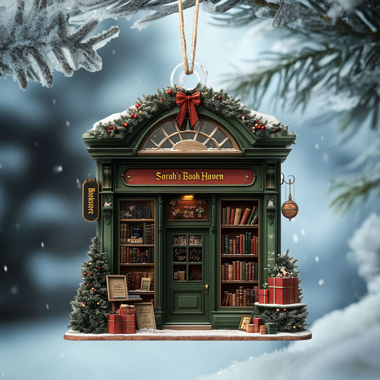 Shineful 2D Acrylic Ornament - Personalized Cozy Book Haven