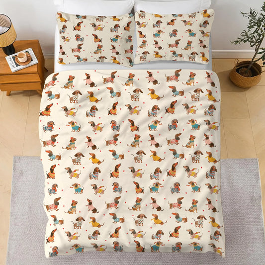 Shineful 3 Pieces Duvet Cover Set Dachshund Fashion