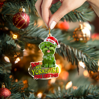 Shineful Personalized 2D Acrylic Ornament How My Yorkie Stole Christmas