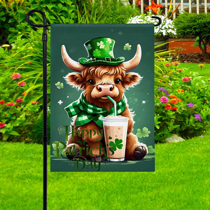 Shineful Garden Flag 12" x 18" Highland Cow Café Charm