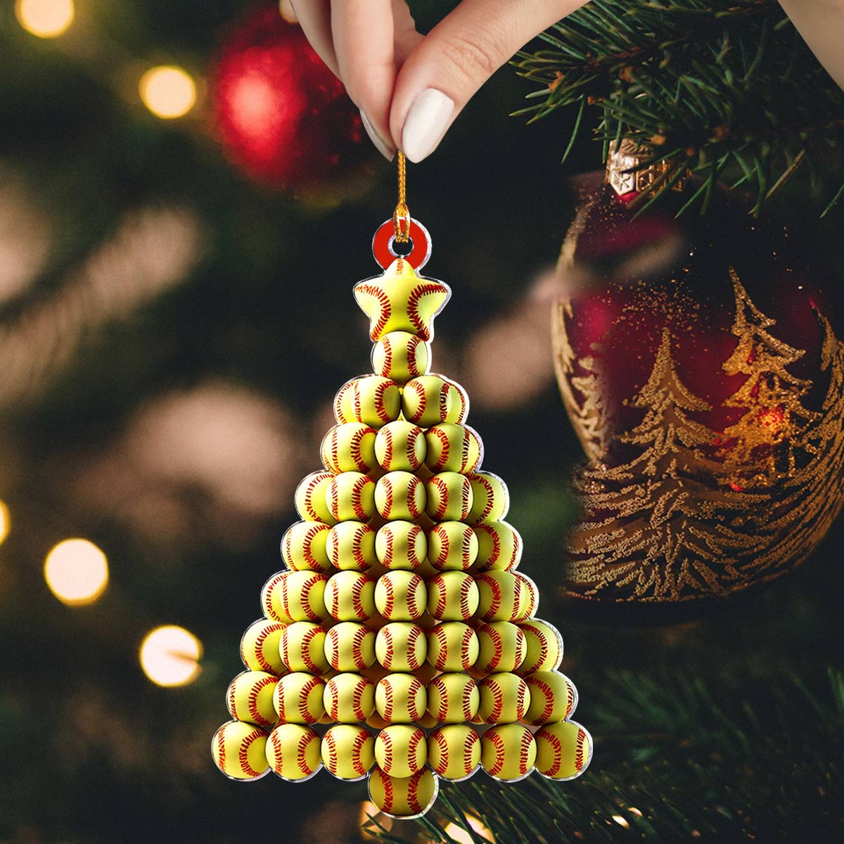 Shineful 2D Acrylic Ornament Softball Stack Christmas Tree