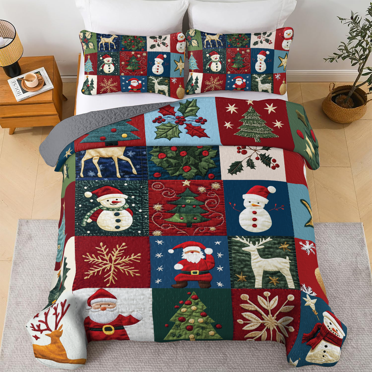 Shineful All Season Quilt 3-teiliges Set - Weihnachtsmuster