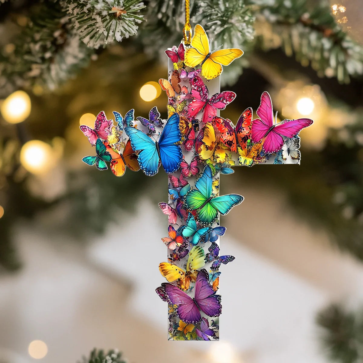 Shineful 2D Acrylic Ornament Butterfly Cross of Transformation