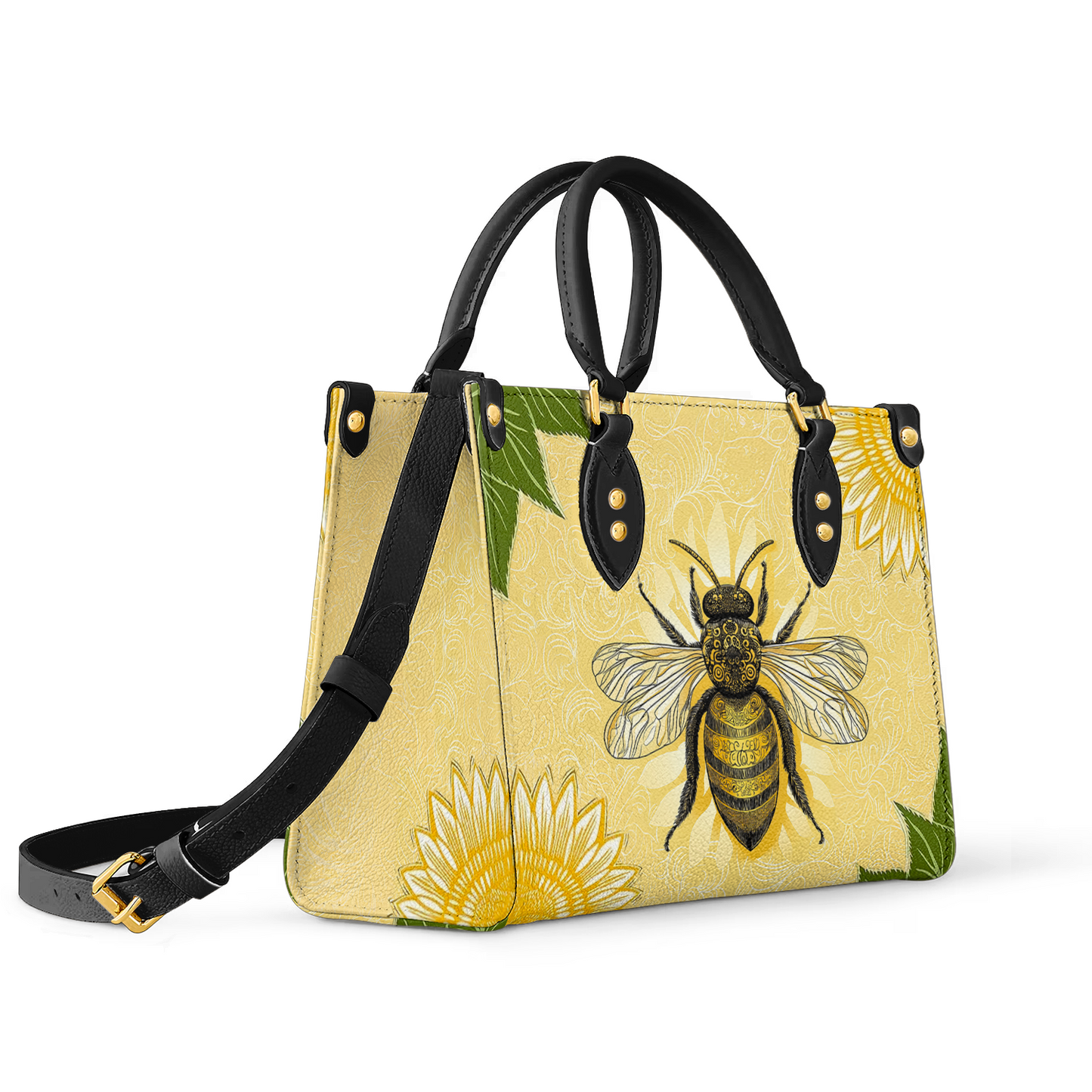 Glänzende Ledertasche Bee &amp; Sunflower Luxe