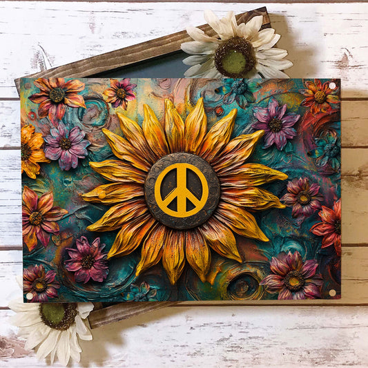 Shineful 2D Metal Sign Peaceful Sunflower Vibes