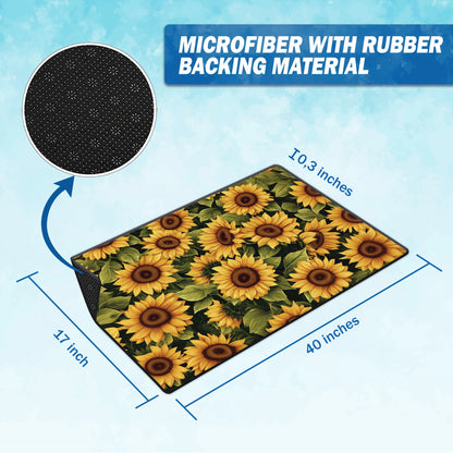 Shineful Ultra-Thin Non Skid Floor Mat, Kitchen Rugs Blooming Sunflower