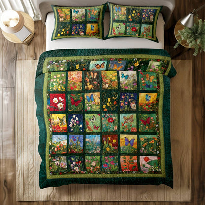 Shineful All Season Quilt 3-Piece Set Butterfly Garden