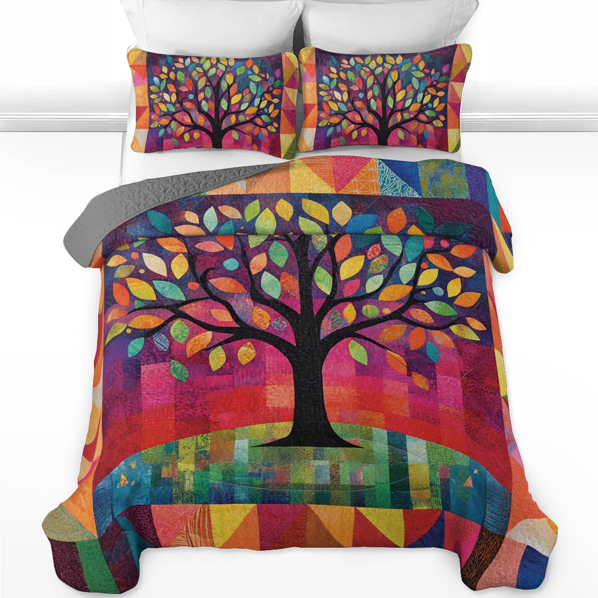 Shineful All Season Quilt 3-Piece Set Colorful Canopy