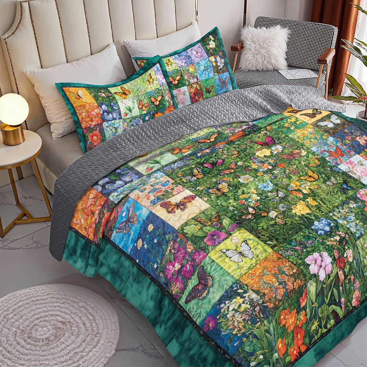 Shineful All Season Quilt 3-Piece Set Butterfly Haven