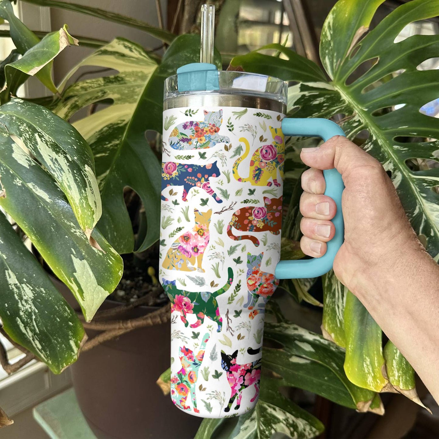 Shineful Tumbler Cat Floral