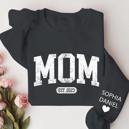 Shineful Fleece Crewneck Sweatshirt Personalized Mom, Mama, Mum, Mommy And Kids