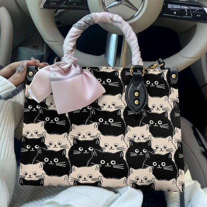 Shineful Leather Bag Cute Face Cats