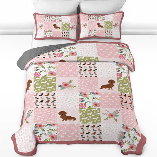 Shineful All Season Quilt 3-Piece Set Dachshund Dreams