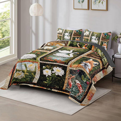 Shineful All Season Quilt 3-Piece Set Swan Serenity