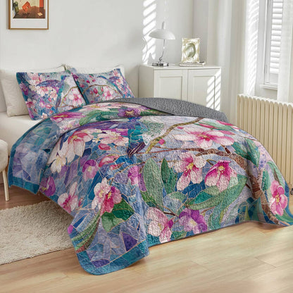 Shineful All Season Quilt 3-Piece Set Blossom Hummingbird