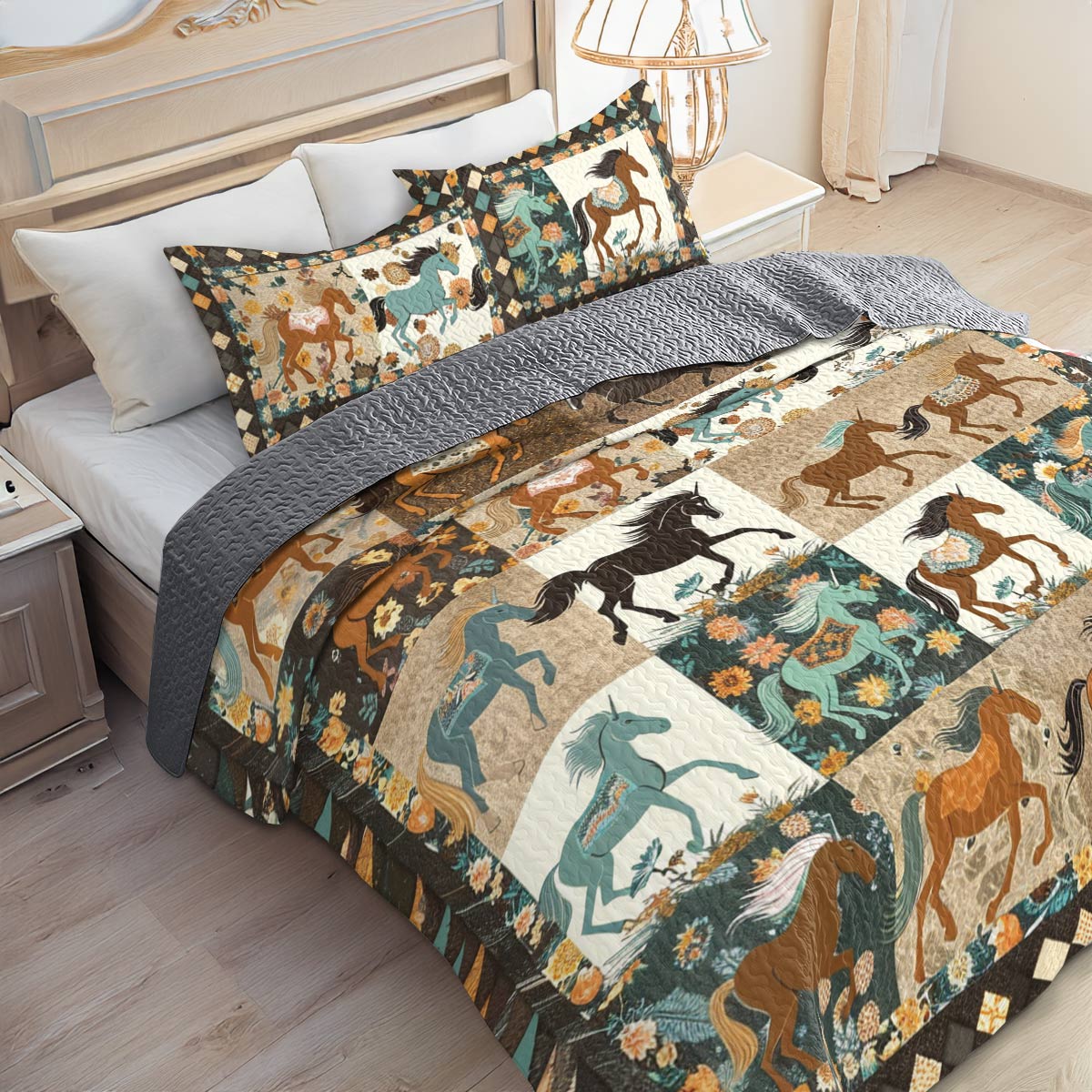 Shineful All Season Quilt 3-Piece Set Horse Heaven