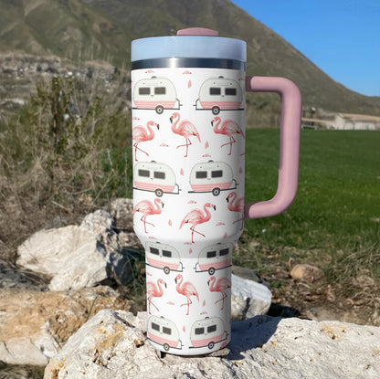 Shineful Tumbler Pink Flamingo Camper