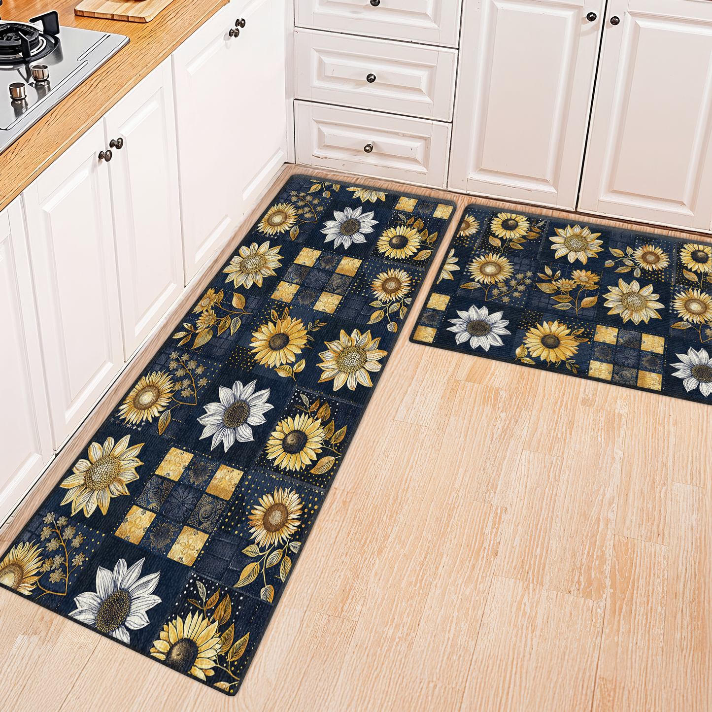 Shineful Ultra-Thin Non Skid Floor Mat, Kitchen Rugs Inelegance Sunflowers