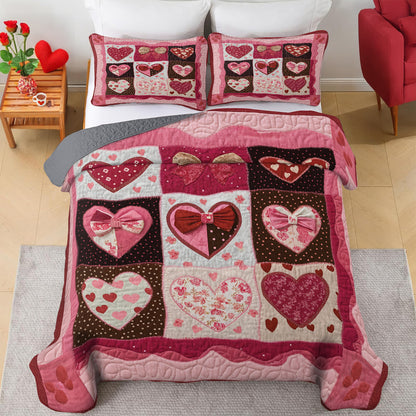 Shineful All Season Quilt 3-Piece Set Valentine Hearts