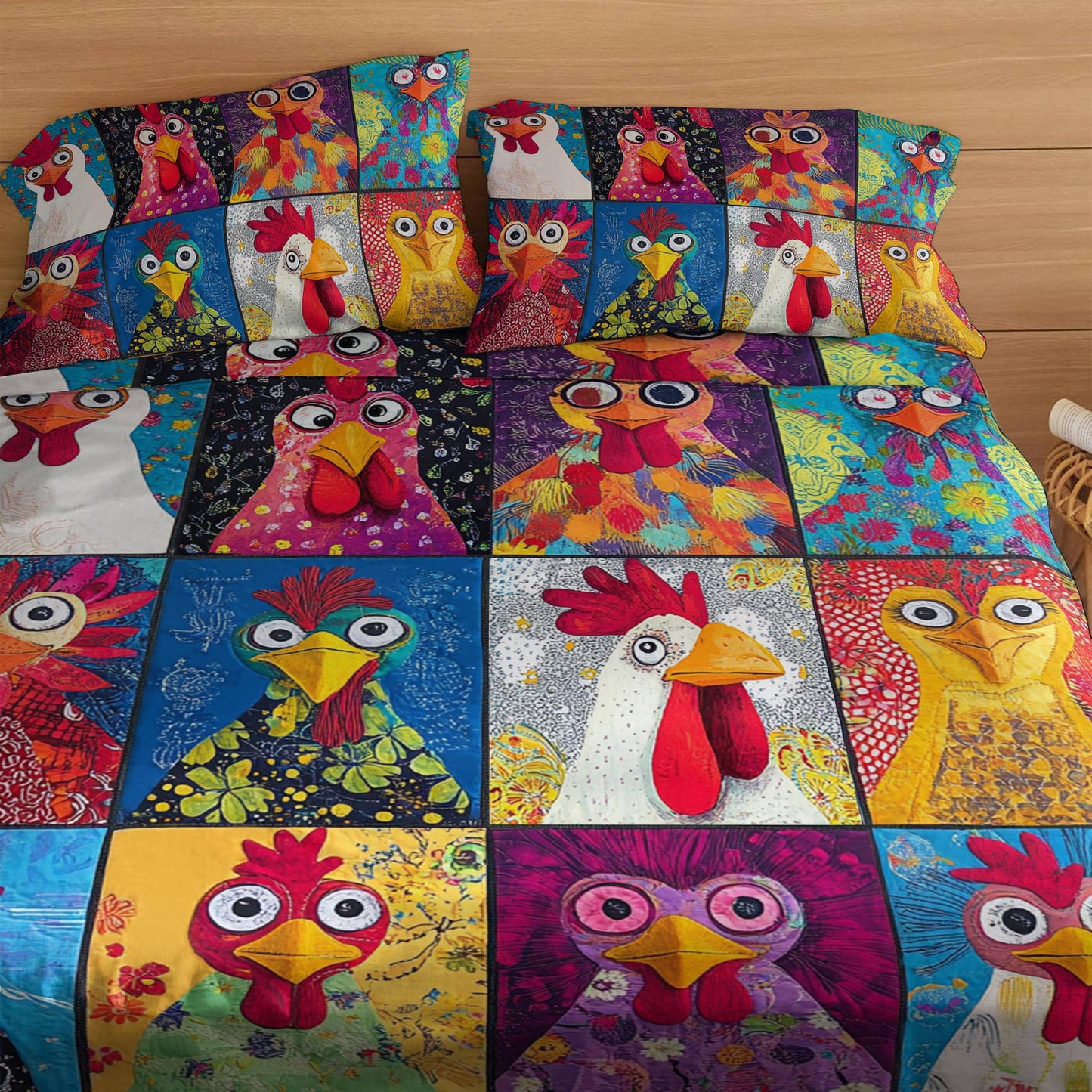 Shineful 4-Piece Bed Sheet Set Radiant Chicken