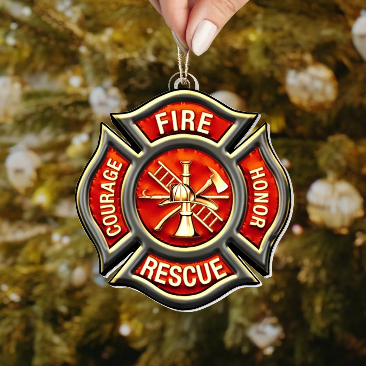 Shineful Acrylic Ornament Firefighter's Maltese Cross