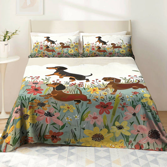 Shineful 4-Piece Bed Sheet Set Dachshund Delight