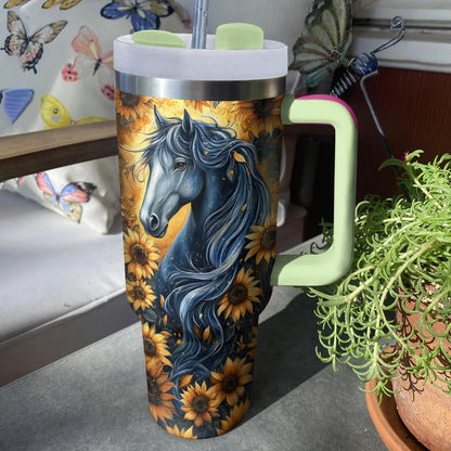 Shineful Tumbler Personalized Sunflower Spirit Horse