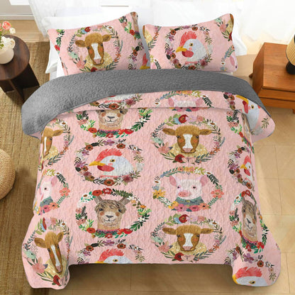 Shineful All Season Quilt 3-Piece Set Floral Farm