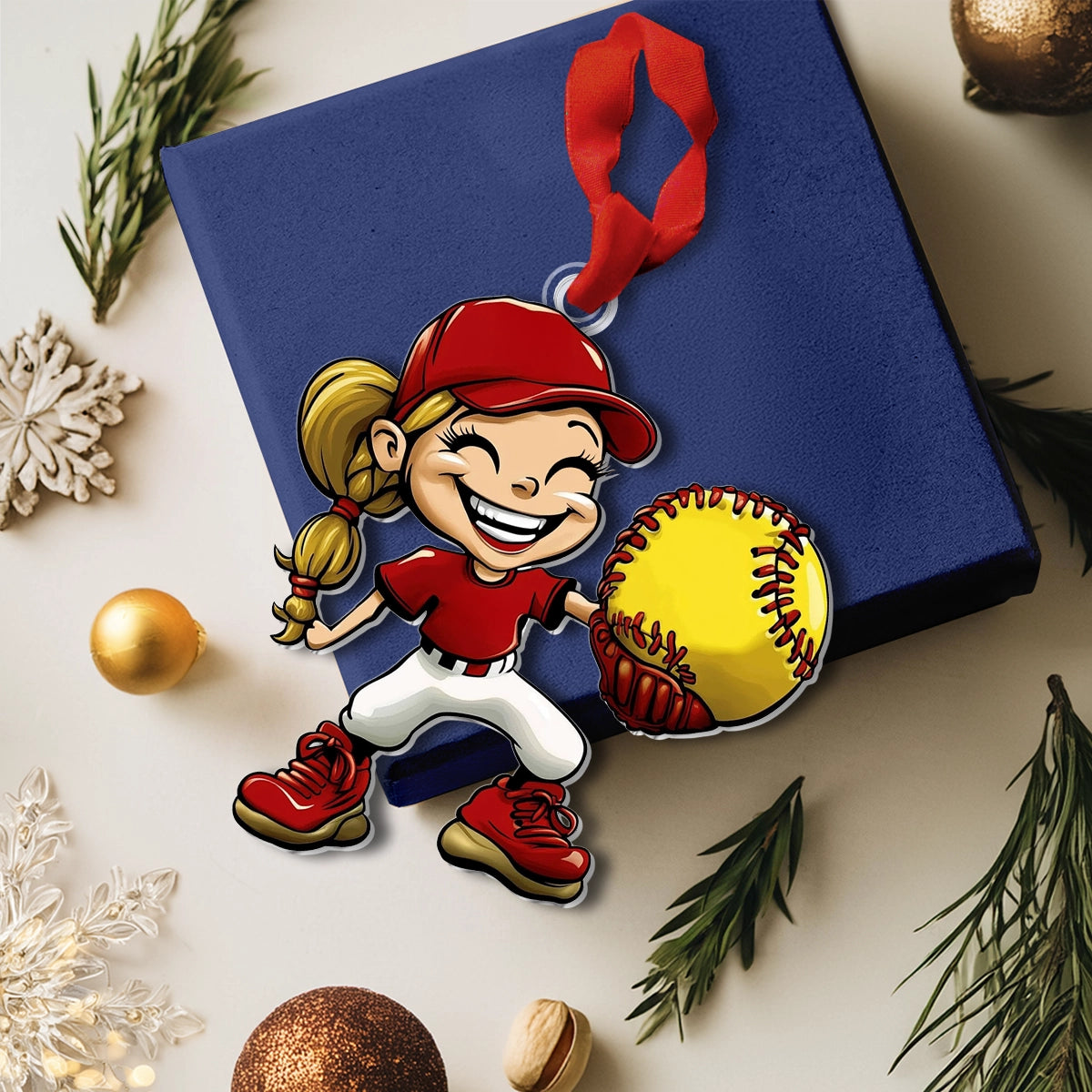 Shineful 2D Acrylic Ornament - Softball Superstar Spark