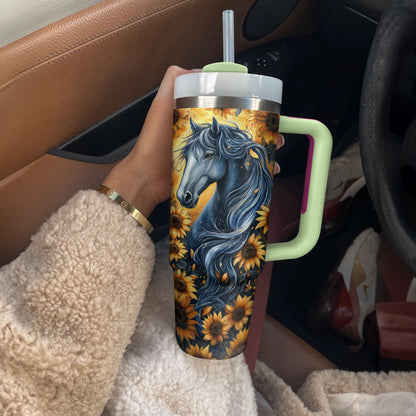 Shineful Tumbler Personalized Sunflower Spirit Horse