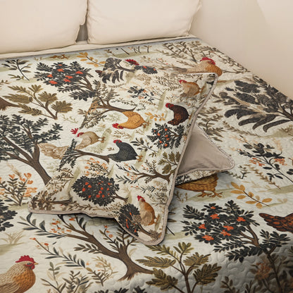 Shineful All Season Quilt 3-Piece Set Chicken Country Harvest