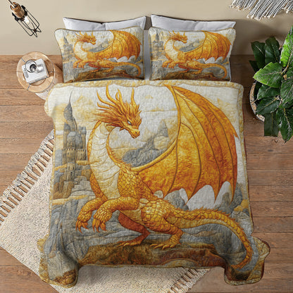 Shineful All Season Quilt 3-Piece Set Golden Dragon