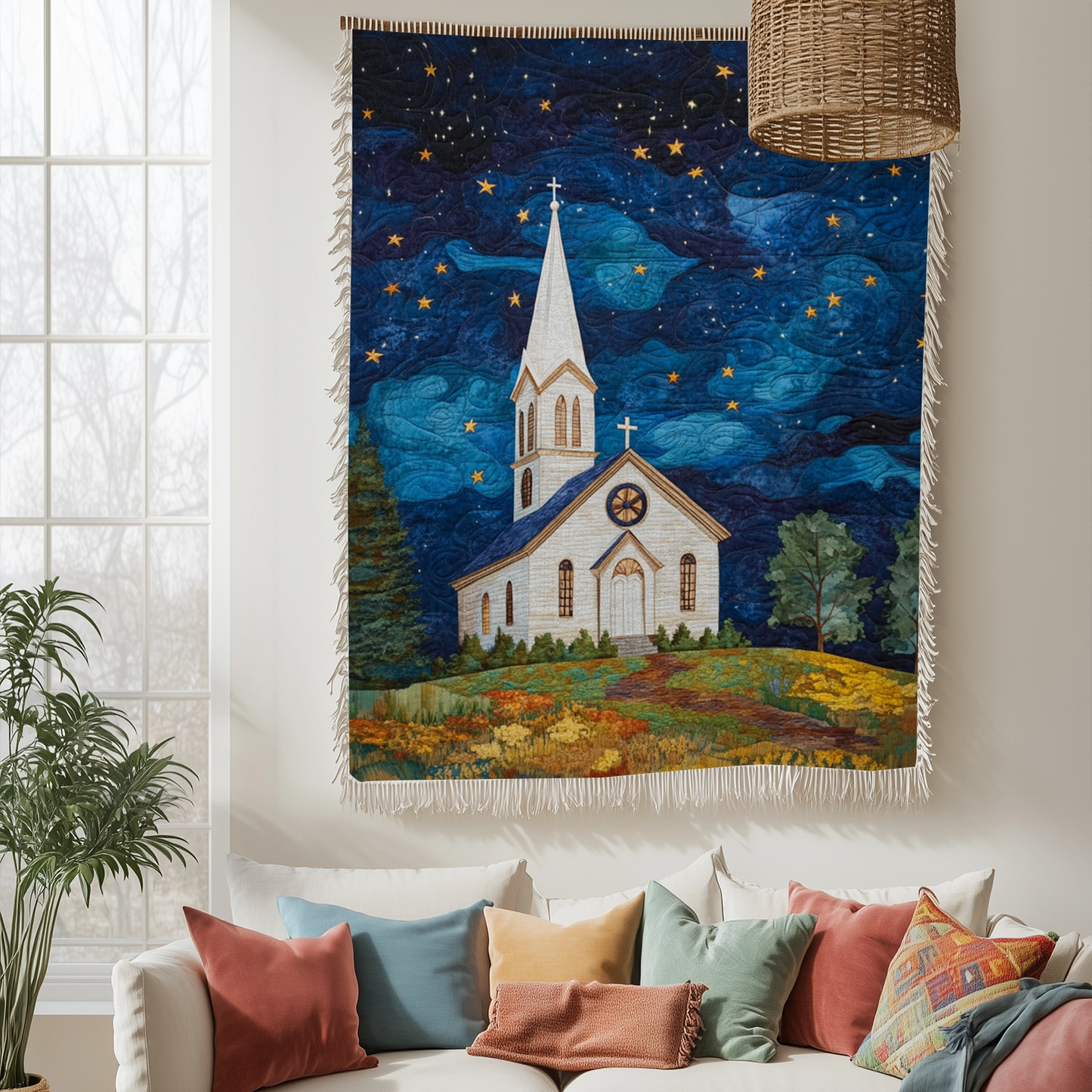 Shineful Woven Tapestry Throw Blanket God Starlight Sanctuary