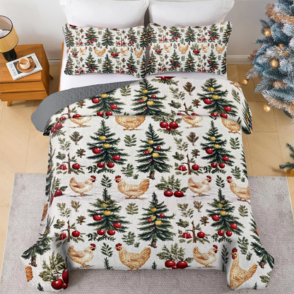 Shineful All Season Quilt 3-Piece Set Festive Rooster Dreams