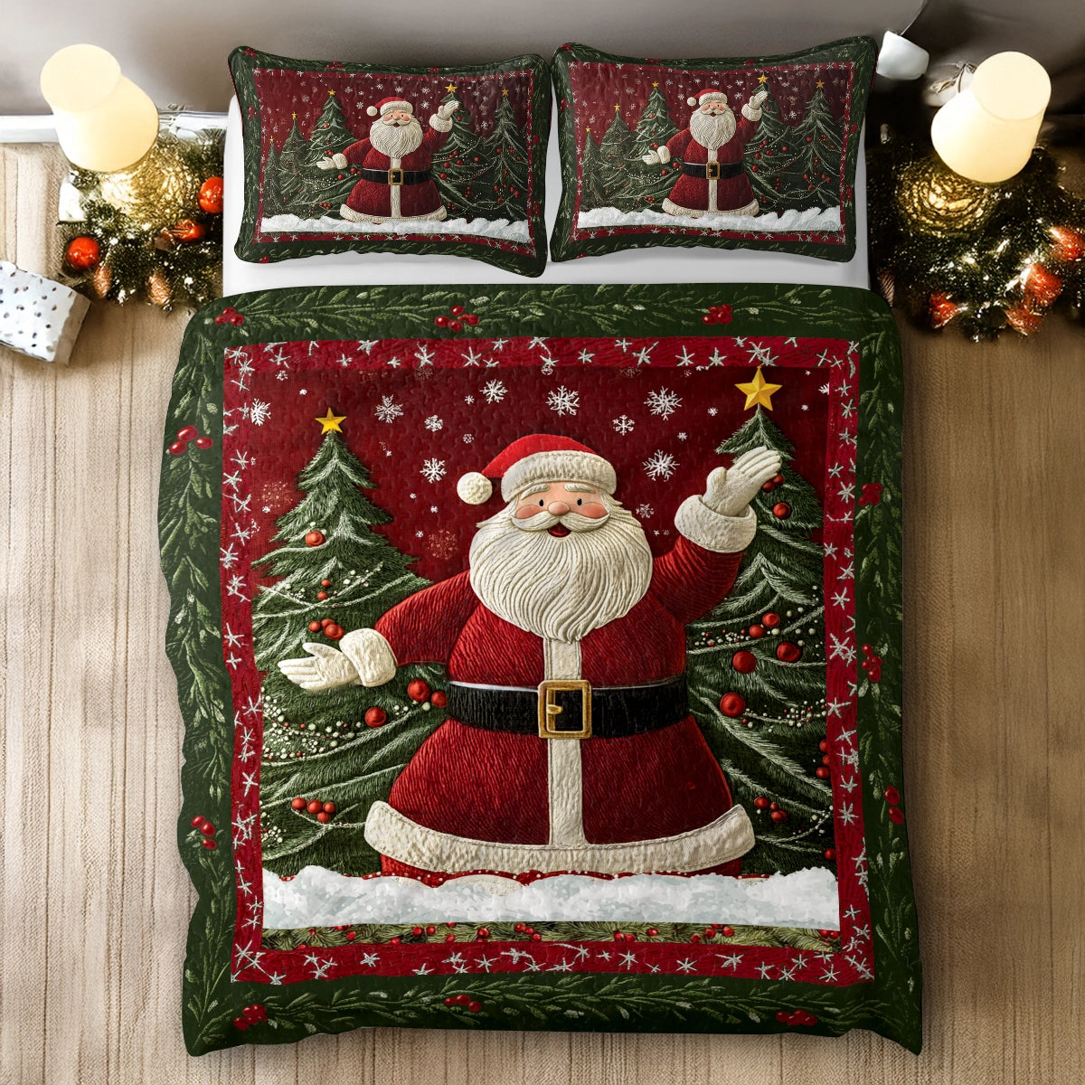 Shineful All Season Quilt 3-Piece Set - Santa's Christmas Wonderland