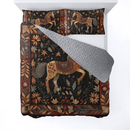 Shineful All Season Quilt 3-Piece Set Meadow Horse