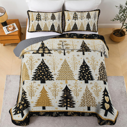 Shineful All Season Quilt 3-Piece Set - Golden Pines Christmas