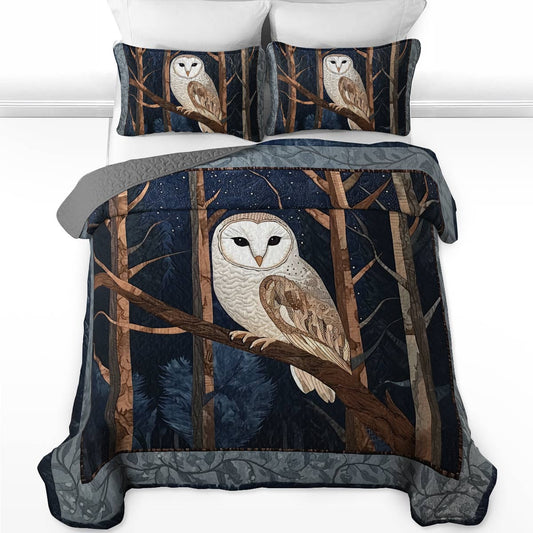 Ensemble de courtepointe toutes saisons Shineful 3 pièces - Mystic Barn Owl