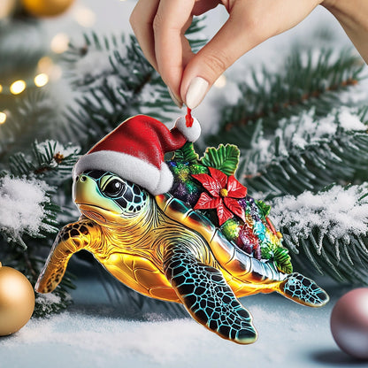 Shineful 2D Acrylic Ornament Santa’s Sea Turtle