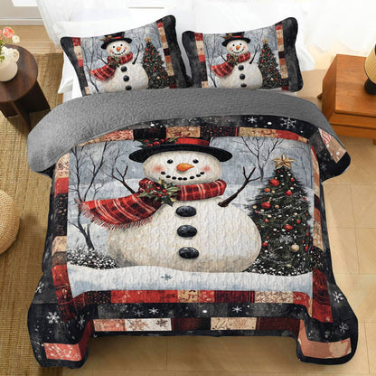 Shineful All Season Quilt 3-Piece Set Jolly Snowman