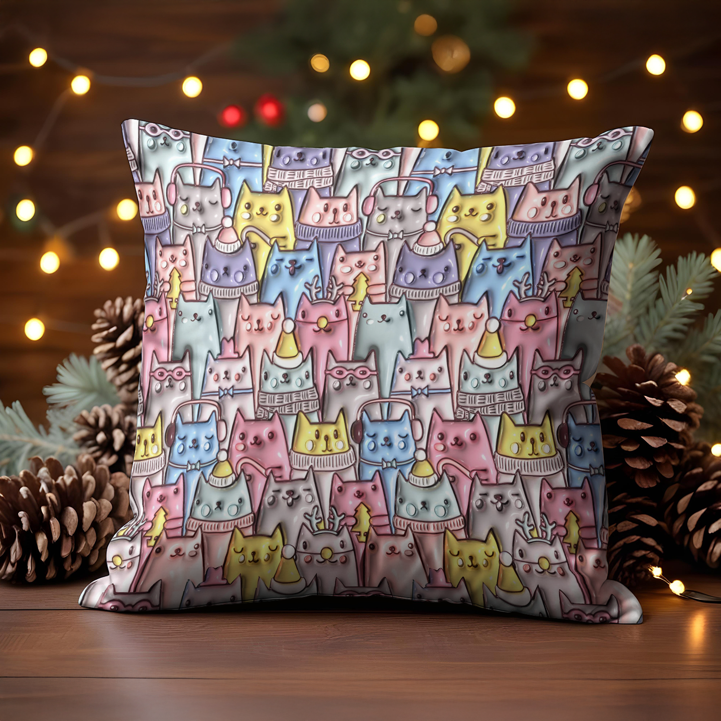 Shineful 2D Print Cushion Cover, Pillowcase, Pillows Covers - Cat 3D