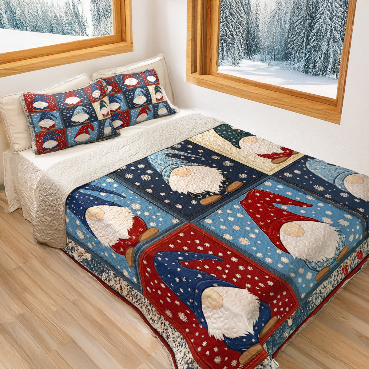 Shineful All Season Quilt 3-Piece Set Whimsical Gnomes