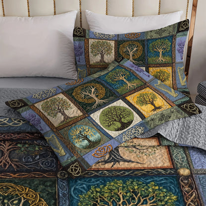 Shineful All Season Quilt 3-Piece Set Celtic Ancient Tree of Life