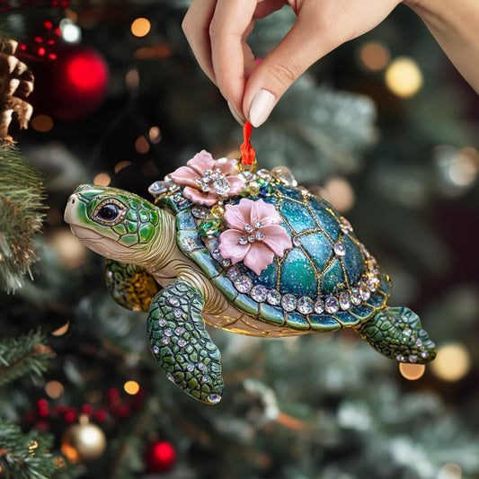 Shineful 2D Acrylic Ornament Aqua Bloom Turtle