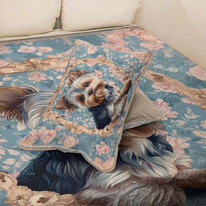 Shineful All Season Quilt 3-Piece Set Yorkie Blossom Elegance