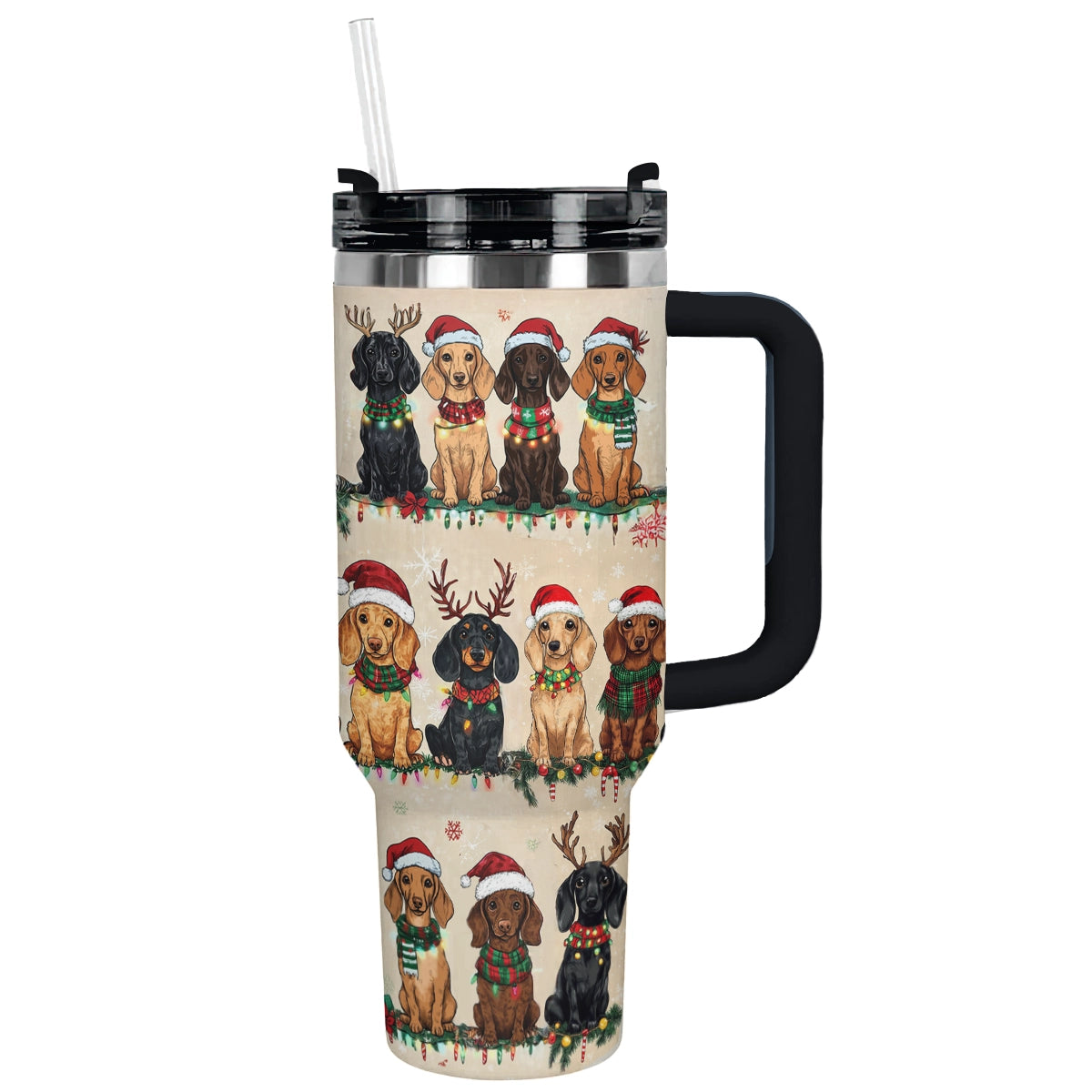 Shineful Tumbler Christmas Dachshund Party