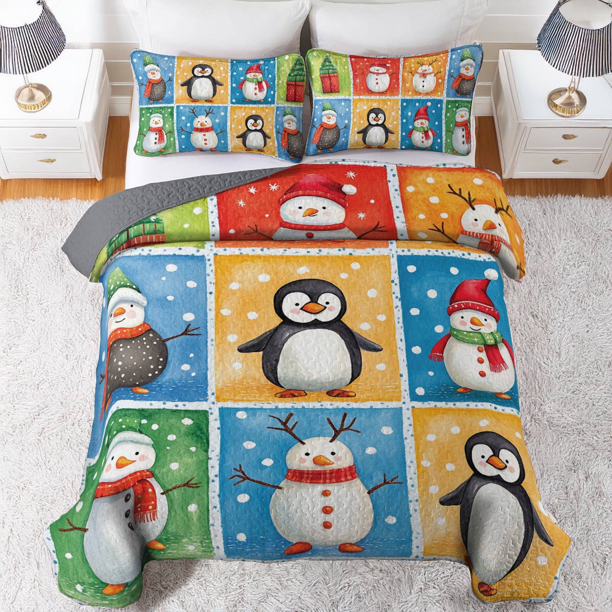 Shineful All Season Quilt 3-teiliges Set Cozy Penguins