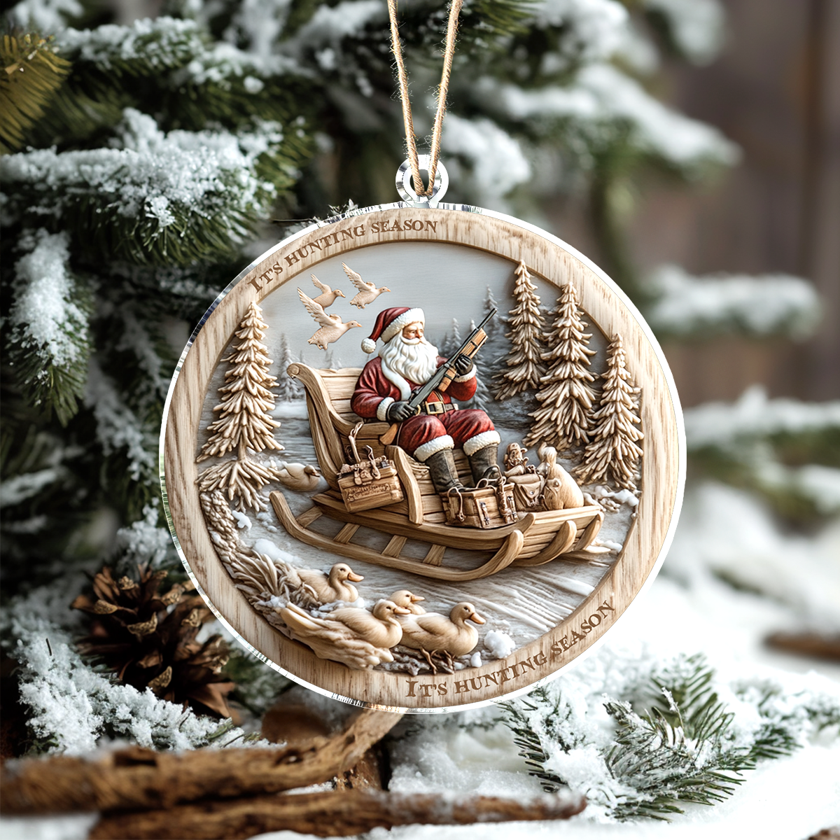 Shineful 2D Acrylic Ornament Santa Winter Hunt