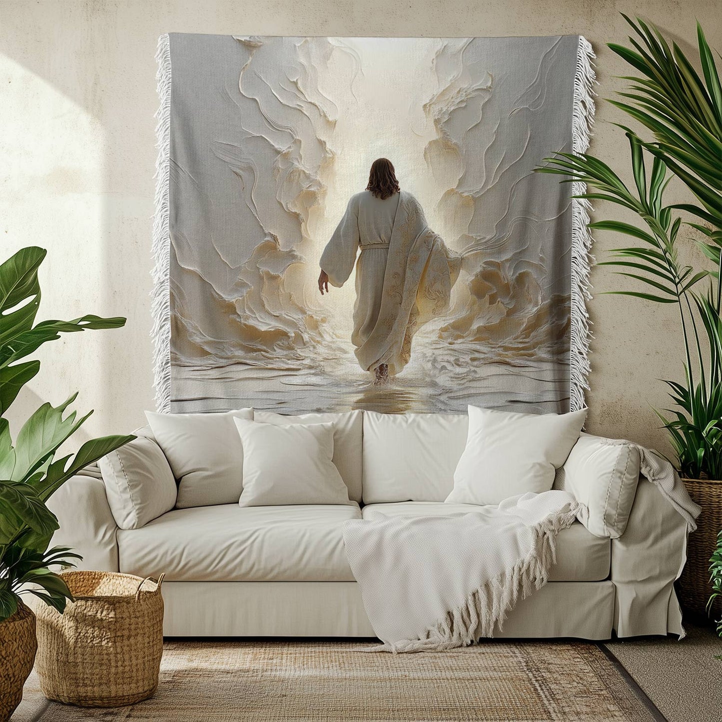 Shineful Woven Tapestry Throw Blanket Walk of Faith