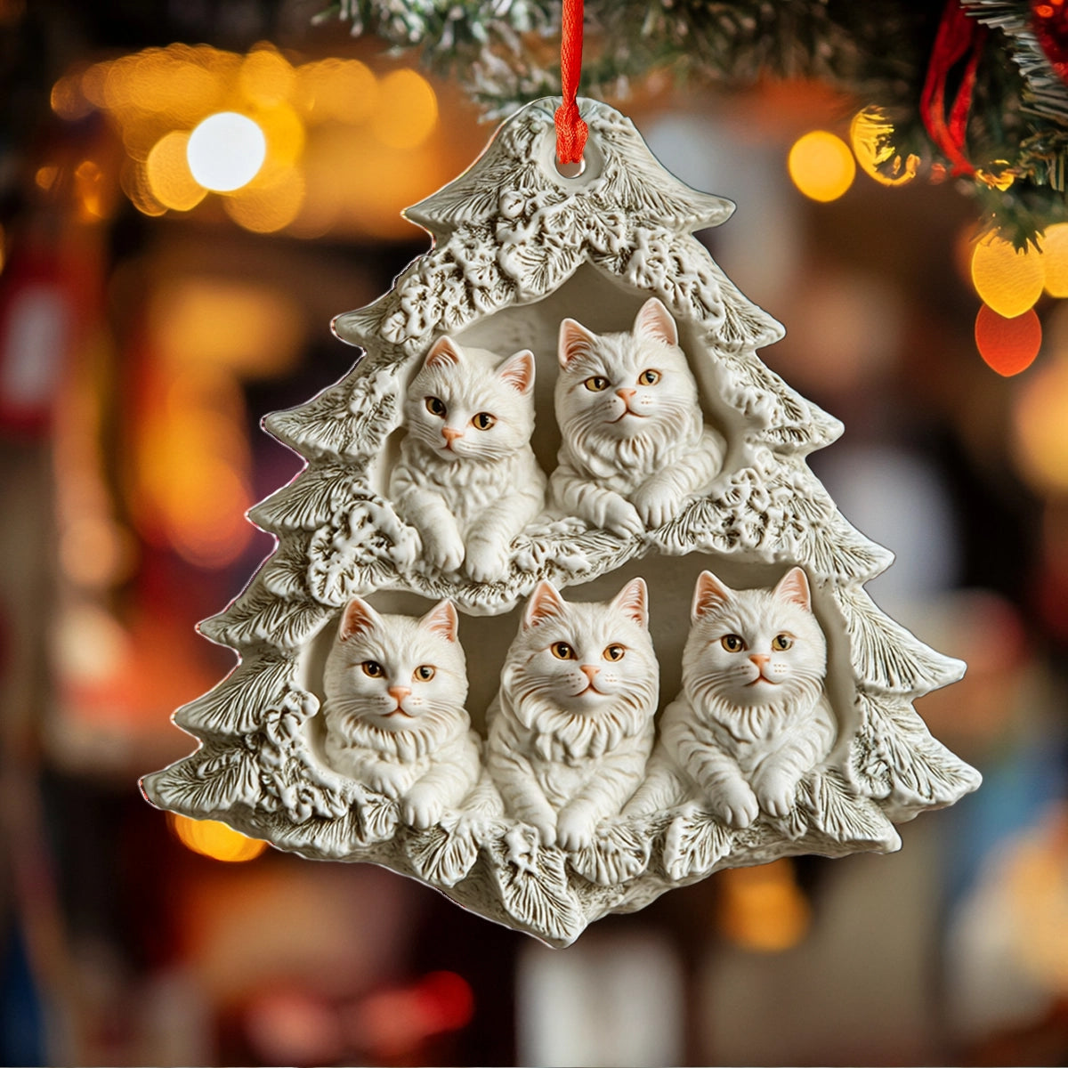 Shineful 2D Acrylic Ornament Winter Wonderland Cat Tree